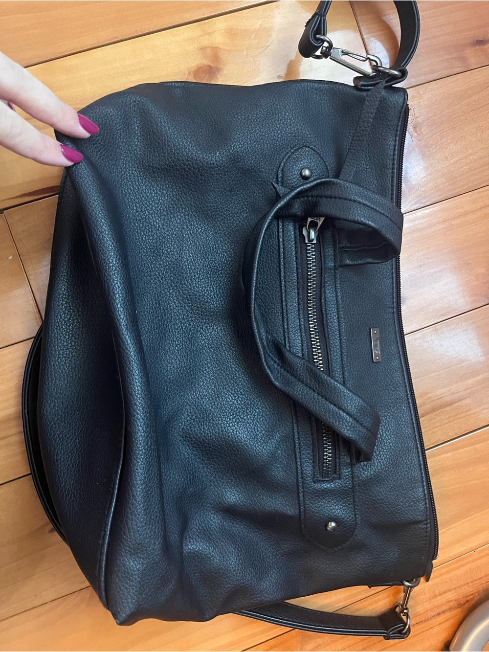 Vans Black Pebbled Leather Duffel Bag